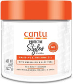Cantu Protective Styles Braiding & Twisting Gel 8oz jar for long-lasting hold and smooth styling.